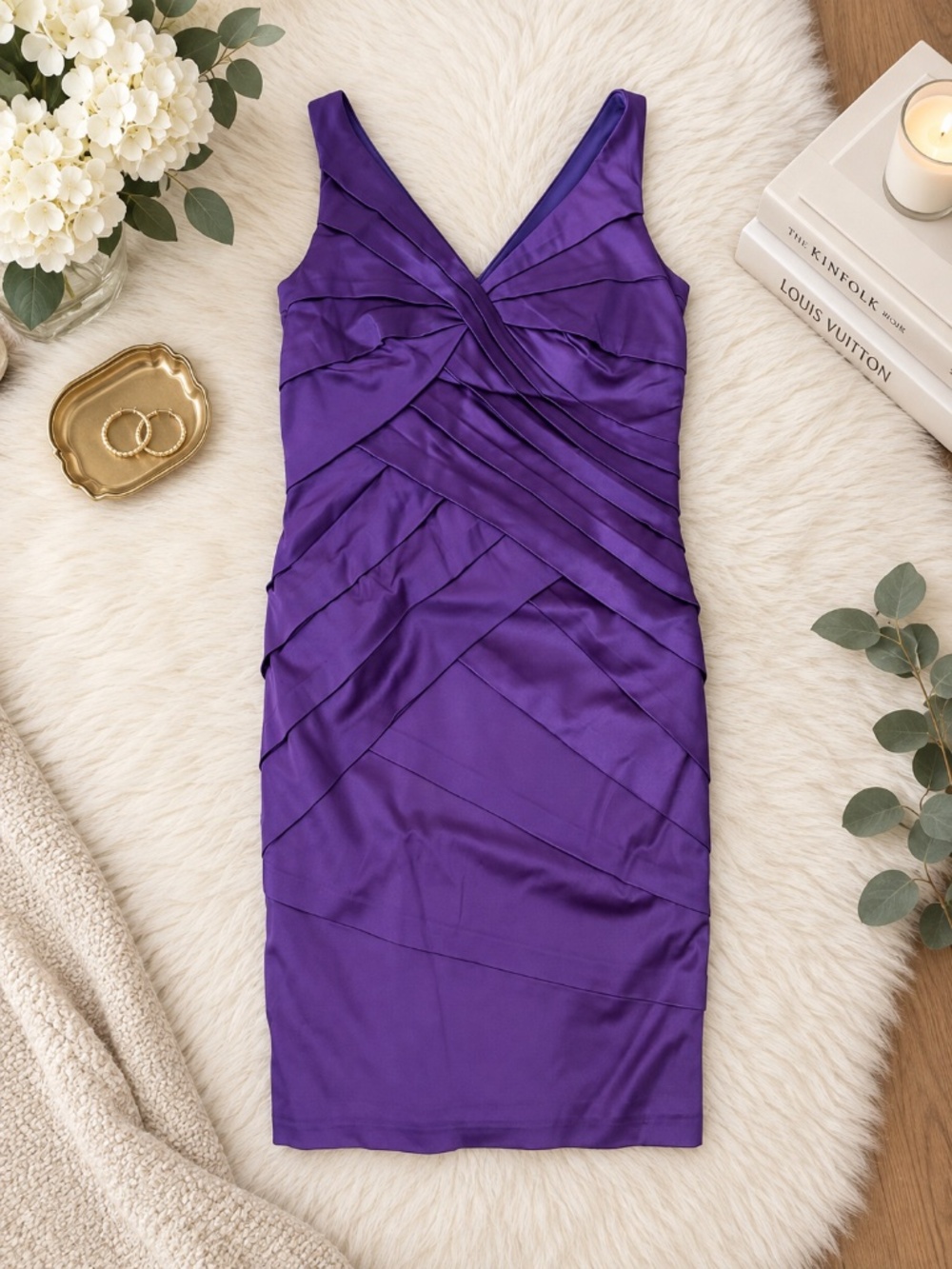 Tadashi Purple Satin Cocktail Dress (4)